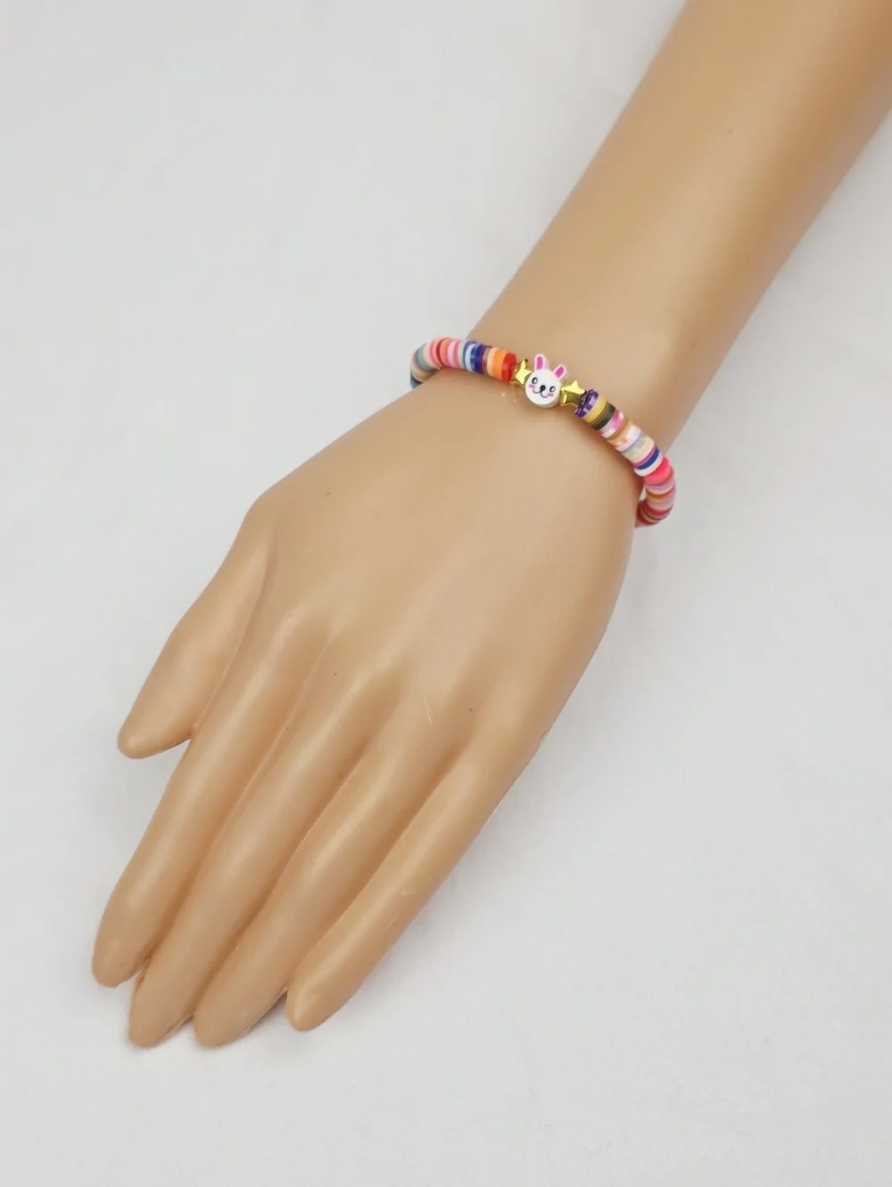 Handmade Clay Bead Multi Color Bunny Bracelet